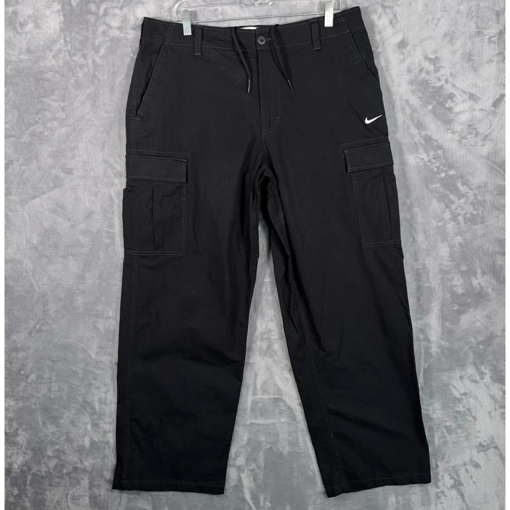 Nike SB Kearny Cargo Pants Mens 36x30 Black Ripstop Skate Baggy Loose Cargo Y2K